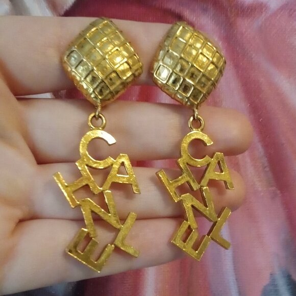 Chanel Vintage Dangle Earrings Clip-On Rare - Picture 14 of 17
